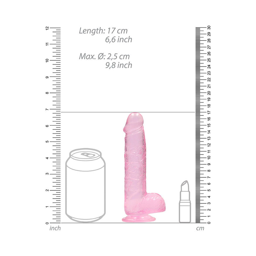 RealRock Crystal Clear Realistic Dildo With Balls- Pink