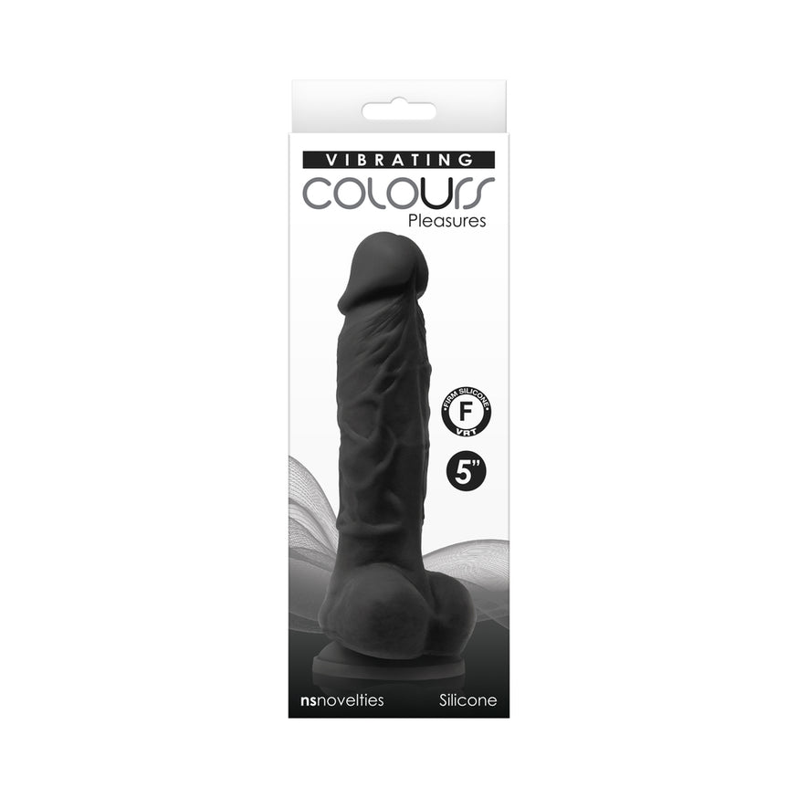 Colours Pleasures 5 in. Vibrating Dildo- Black