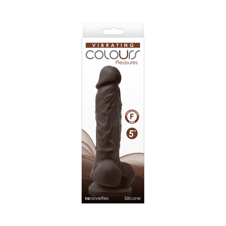 Colours Pleasures 5 in. Vibrating Dildo- Dark Brown