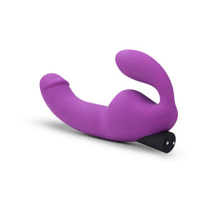 Temptasia Cyrus 8.5 in. Silicone Strapless Strap-On Dildo with Bullet Vibrator- Purple