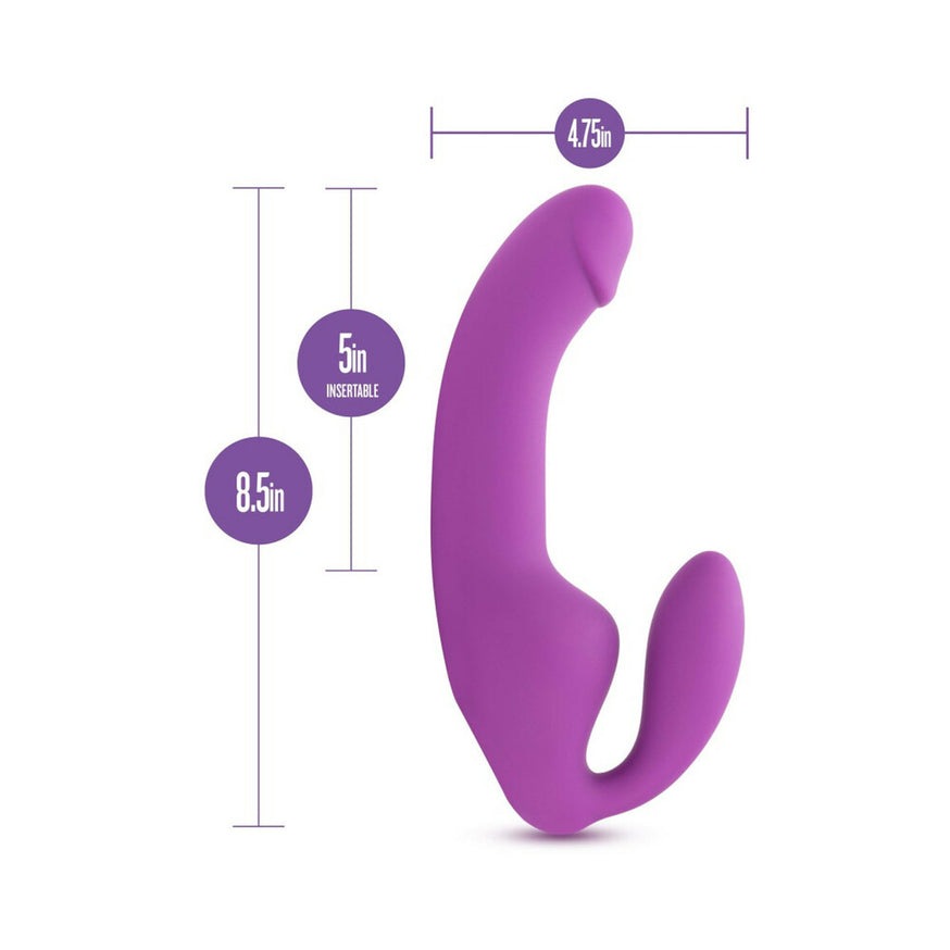 Temptasia Cyrus 8.5 in. Silicone Strapless Strap-On Dildo with Bullet Vibrator- Purple