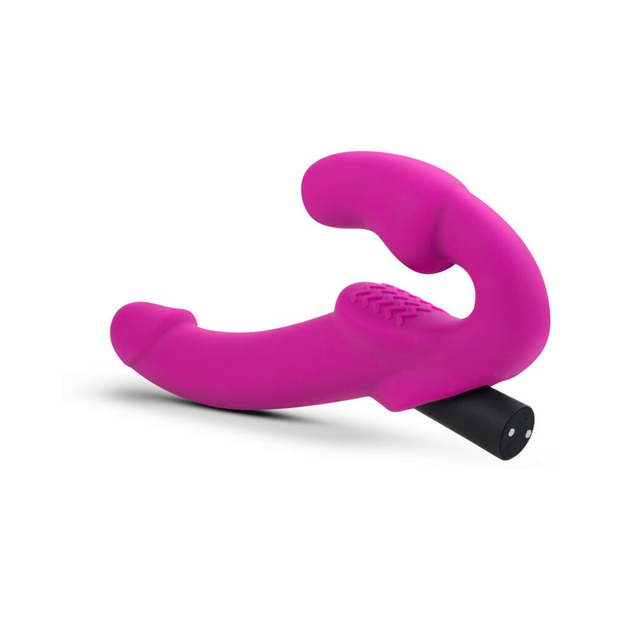 Temptasia Estella 9.5 in. Silicone Strapless Strap-On Dildo with Bullet Vibrator- Pink