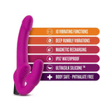 Temptasia Estella 9.5 in. Silicone Strapless Strap-On Dildo with Bullet Vibrator- Pink