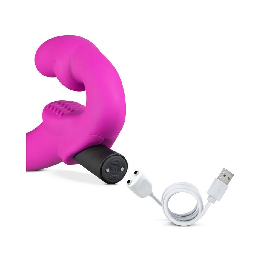 Temptasia Estella 9.5 in. Silicone Strapless Strap-On Dildo with Bullet Vibrator- Pink