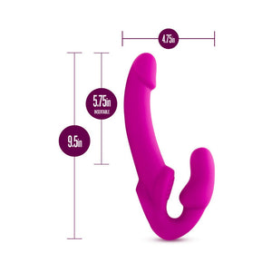 Temptasia Estella 9.5 in. Silicone Strapless Strap-On Dildo with Bullet Vibrator- Pink