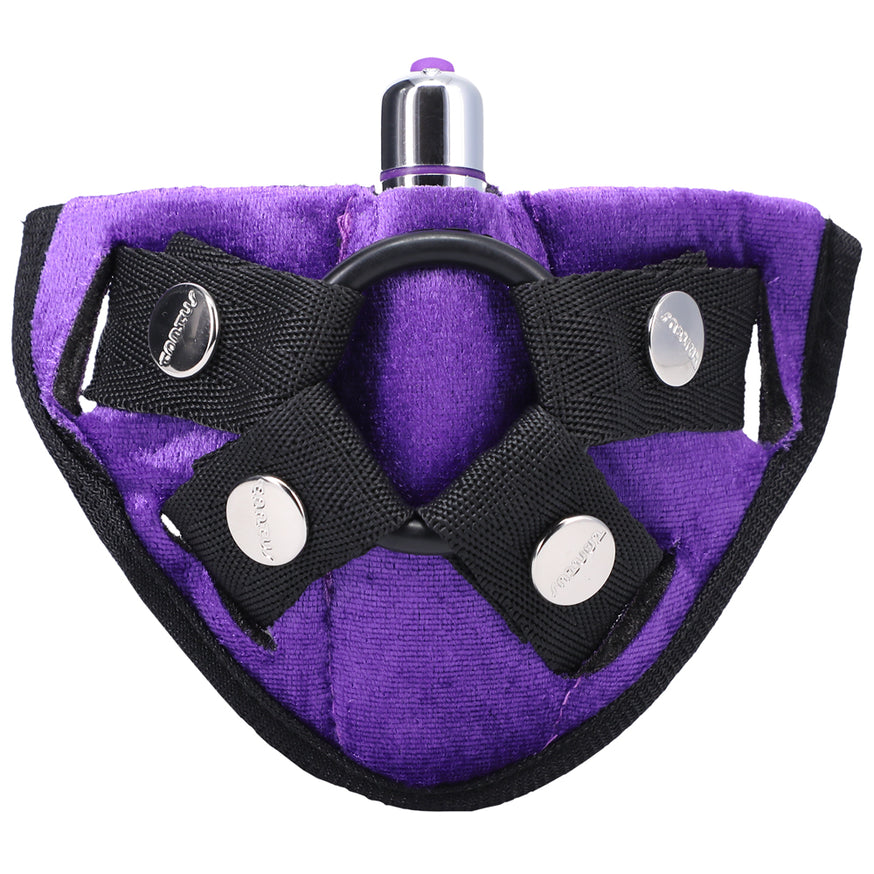 Tantus Velvet Vibrating Strap-On Harness- Purple