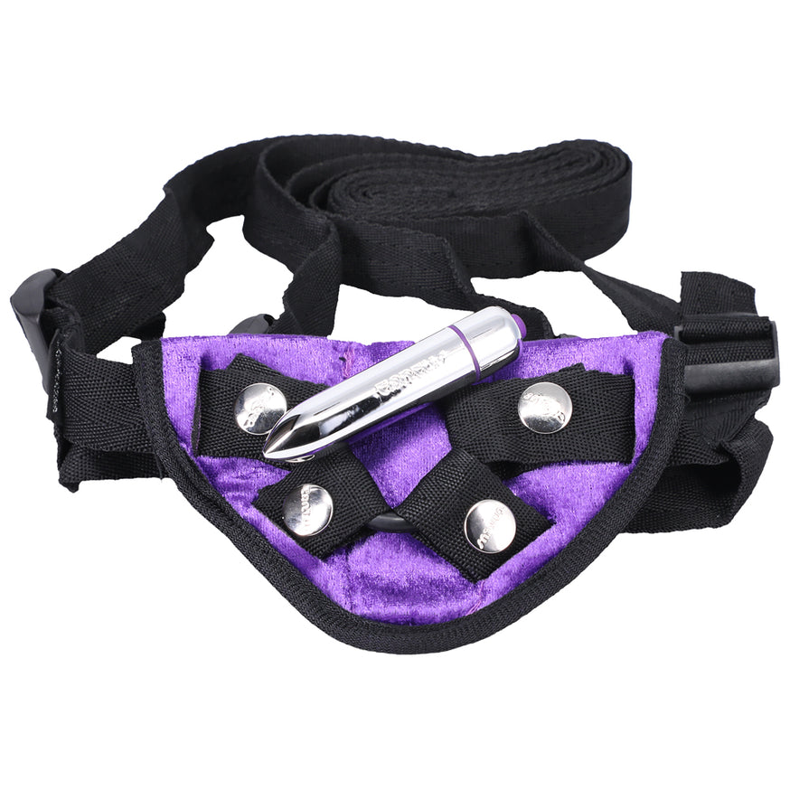 Tantus Velvet Vibrating Strap-On Harness- Purple