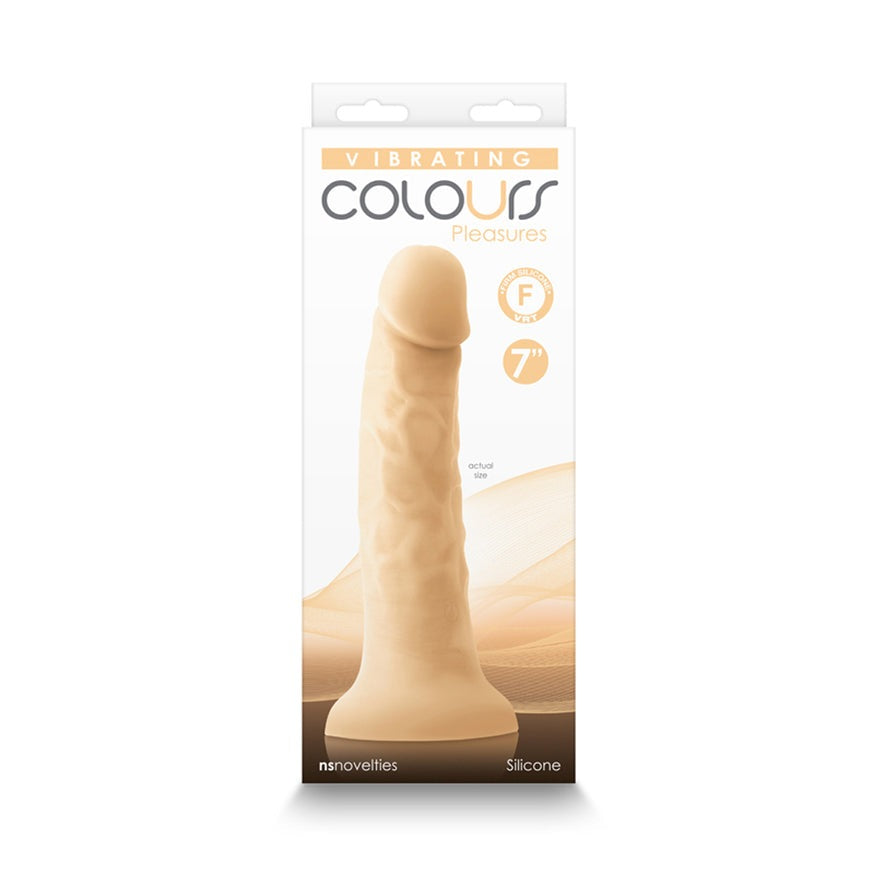 Colours Pleasures 7 in. Vibrating Dildo- Beige