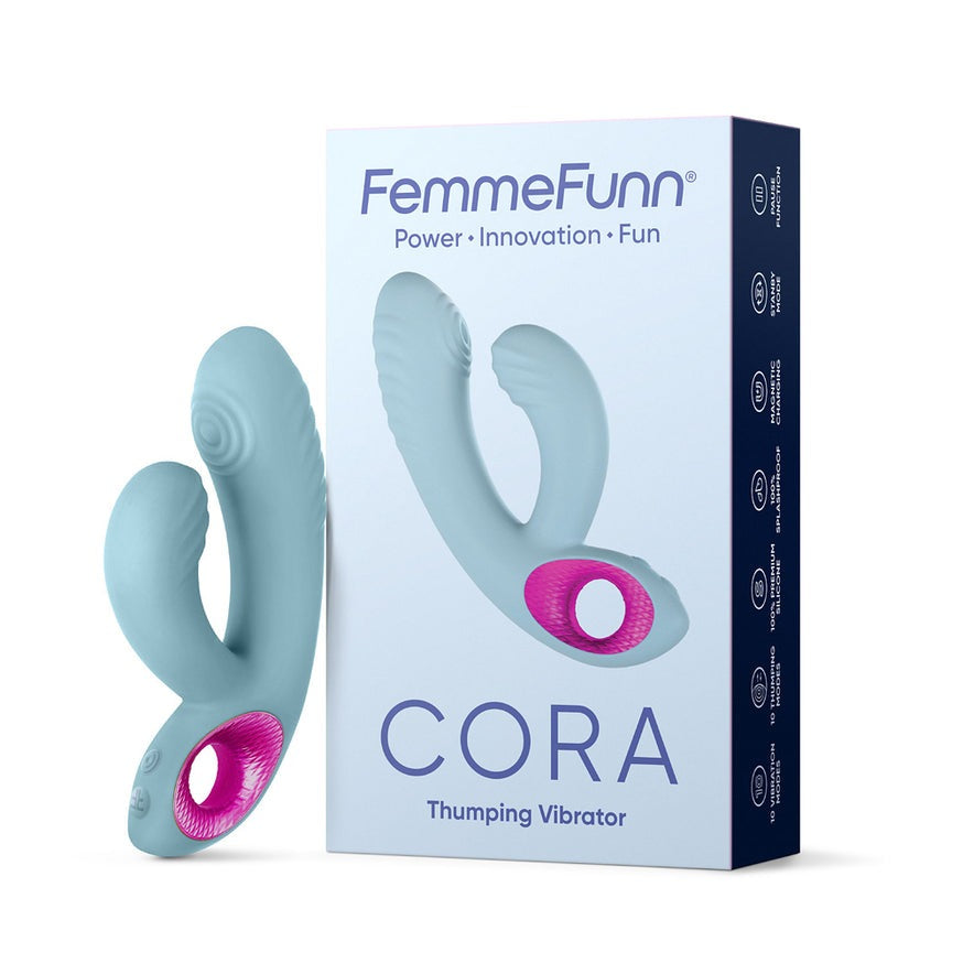 FemmeFunn Cora Thumping Dual Stimulation Vibrator Light Blue