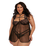 Dreamgirl Lace Babydoll With Thong- Black