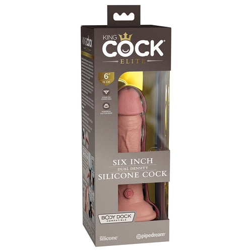 King Cock Elite 6 in. Dual Density Silicone Cock Realistic Dildo With Suction Cup- Beige