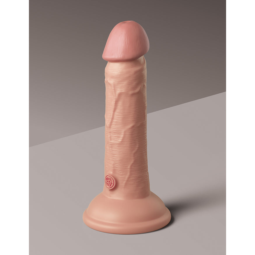 King Cock Elite 6 in. Dual Density Silicone Cock Realistic Dildo With Suction Cup- Beige