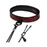 Fifty Shades of Grey Sweet Anticipation Reversible Collar, Nipple Clamps Red/Black