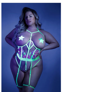 Fantasy Lingerie Glow In A Trance Crotchless Teddy