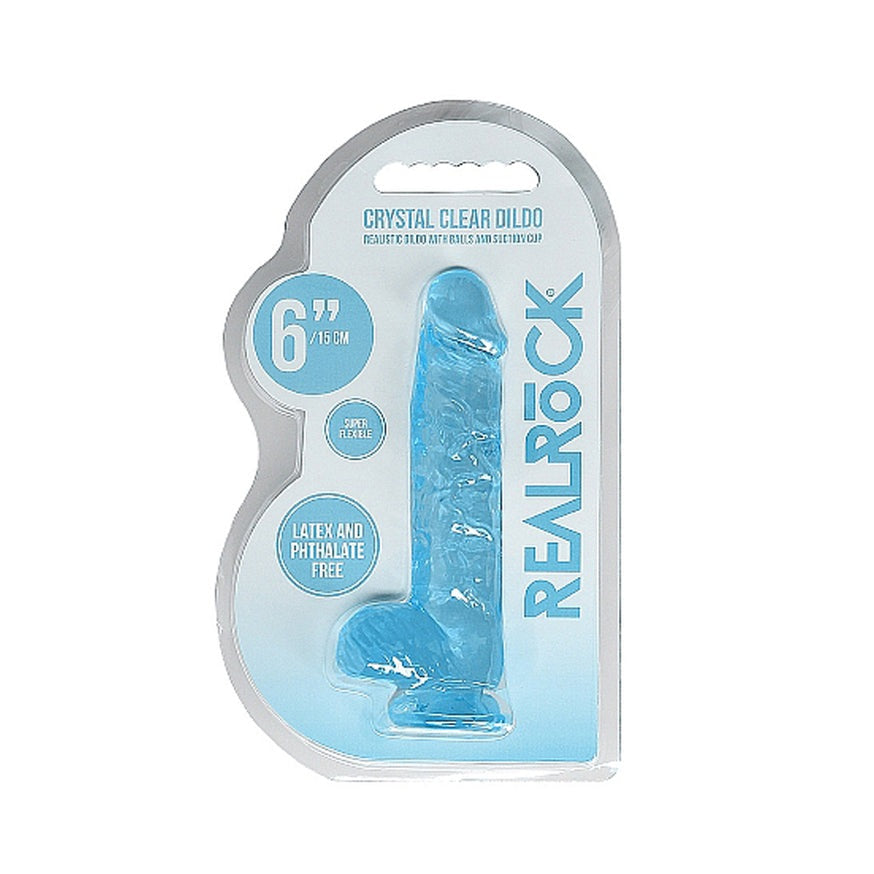 RealRock Crystal Clear Realistic Dildo With Balls- Blue