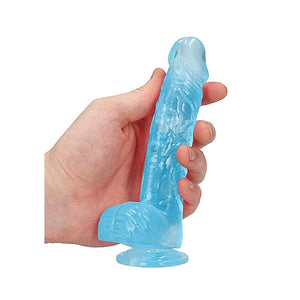 RealRock Crystal Clear Realistic Dildo With Balls- Blue