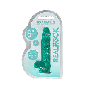 RealRock Crystal Clear Realistic Dildo With Balls- Turquoise