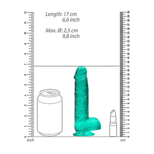 RealRock Crystal Clear Realistic Dildo With Balls- Turquoise