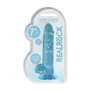 RealRock Crystal Clear Realistic Dildo With Balls- Blue