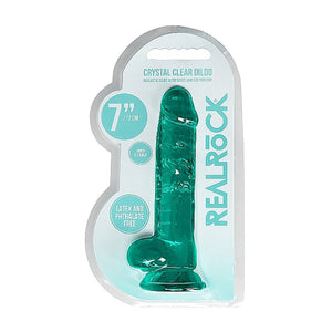 RealRock Crystal Clear Realistic Dildo With Balls- Turquoise