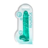 RealRock Crystal Clear Realistic Dildo With Balls- Turquoise