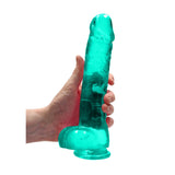 RealRock Crystal Clear Realistic Dildo With Balls- Turquoise