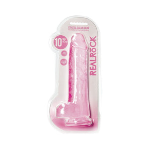 RealRock Crystal Clear Realistic Dildo With Balls- Pink