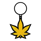 Weed Keychain Gold Glitter Marijuana Leaf