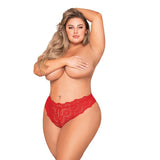 Dreamgirl Lace Tanga Open-Crotch Panty and Elastic Open Back Detail- Red