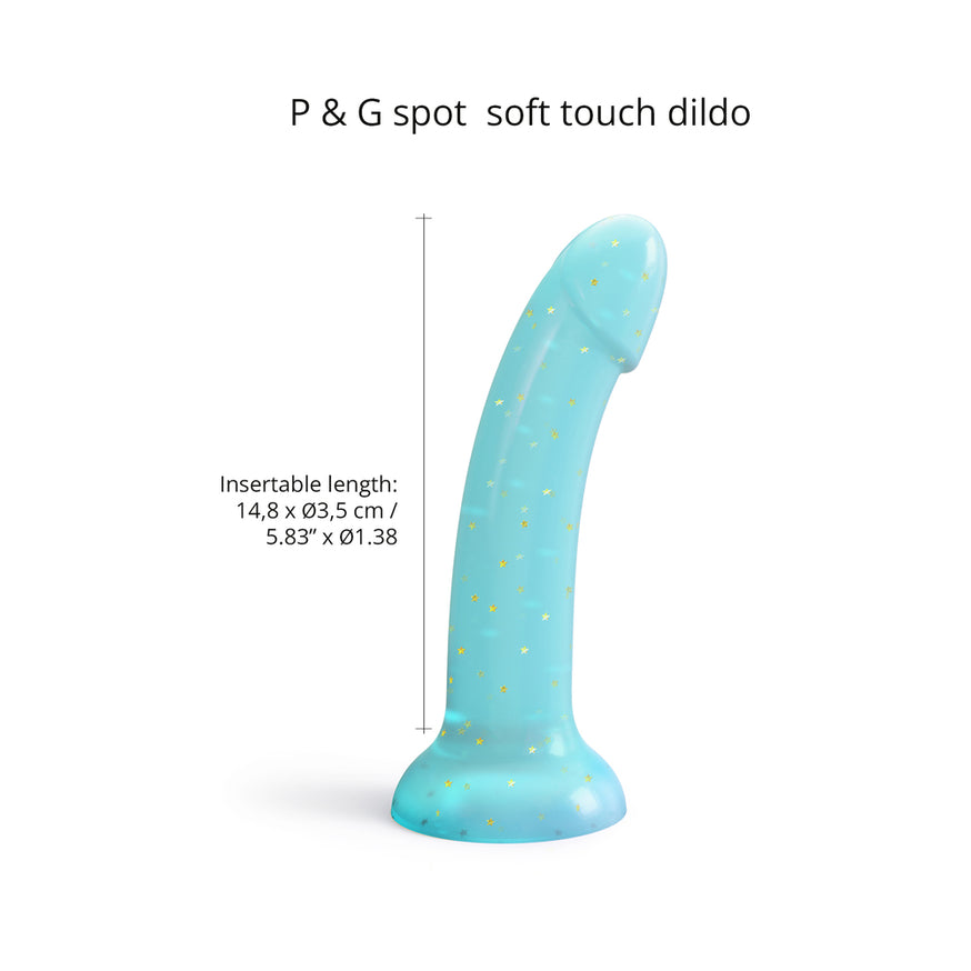 Love to Love Dildolls Nightfall 6in. Silicone Dildo with Gold Star Glitter Blue