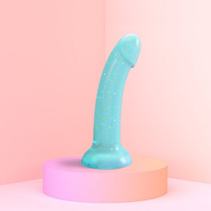 Love to Love Dildolls Nightfall 6in. Silicone Dildo with Gold Star Glitter Blue