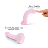 Love to Love Dildolls Starlight 6in. Silicone Dildo with Multicolor Star Glitter Pink