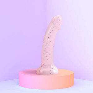 Love to Love Dildolls Starlight 6in. Silicone Dildo with Multicolor Star Glitter Pink