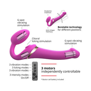 Strap-On-Me Rechargeable Remote-Controlled Multi Orgasm Bendable Strap-On Fuchsia S