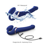 Strap-On-Me Rechargeable Remote-Controlled Multi Orgasm Bendable Strap-On Night- Blue