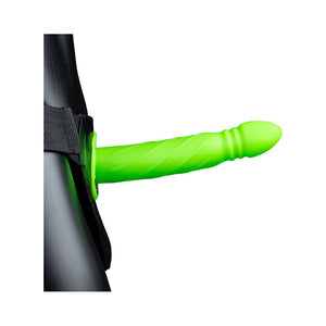 Ouch! Twisted 8 in. Glow in the Dark Hollow Strap-On- Neon Green