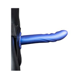 Ouch! Textured Curved 8 in. Hollow Strap-On- Metallic Blue