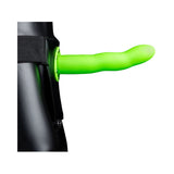 Ouch! Curved 8 in. Glow in the Dark Hollow Strap-On- Neon Green