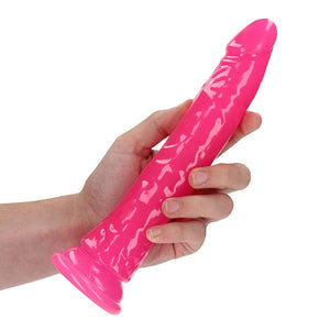 RealRock GITD Slim Dildo- Neon Pink