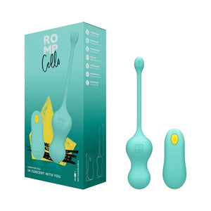 ROMP Cello Rechargeable Remote-Controlled Silicone G-Spot Egg Vibrator- Light Teal