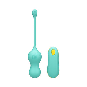 ROMP Cello Rechargeable Remote-Controlled Silicone G-Spot Egg Vibrator- Light Teal