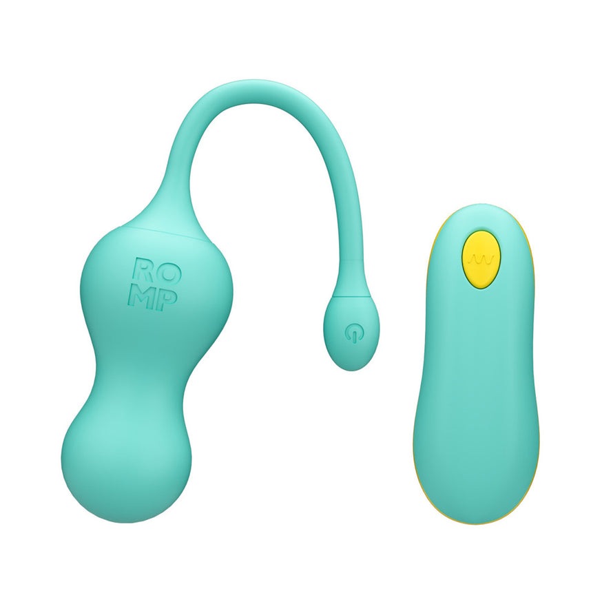 ROMP Cello Rechargeable Remote-Controlled Silicone G-Spot Egg Vibrator- Light Teal