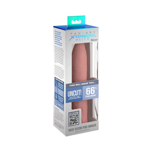 Fantasy X-tensions Elite Uncut 7 in. Open-Ended Silicone Enhancement Sleeve- Beige