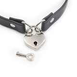 Ple'sur PVC Collar With Heart Lock & Key- Black