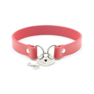 Ple'sur PVC Collar With Heart Lock & Key- Red