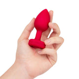 B-Vibe Vibrating Remote-Controlled Plug with Heart-Shaped Jewel Base M/L Red