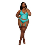 Dreamgirl Stretch Vinyl and Lace Bustier and G-string Set