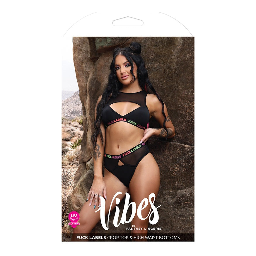 Vibes "Fuck Labels" Keyhole Top & High-Waist Bottom