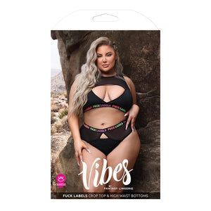 Vibes "Fuck Labels" Keyhole Top & High-Waist Bottom