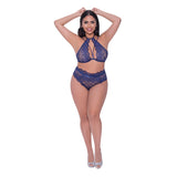 Magic Silk Berrylicious Halter & Lace Up Panty Set- Blueberry